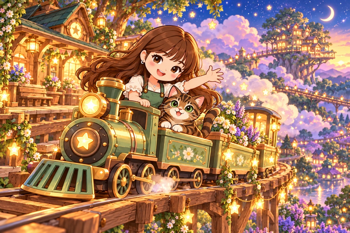 LUNA 星光小火車 — AI 概念插畫 · 非實機